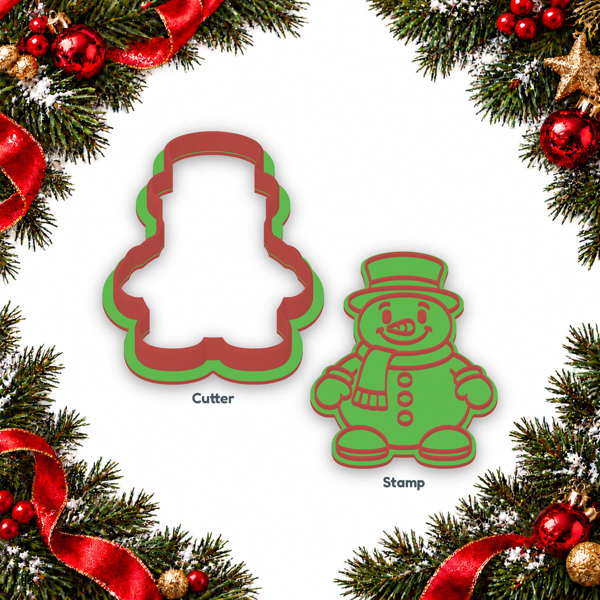 Snowman separate cookie cutter and matching embosser