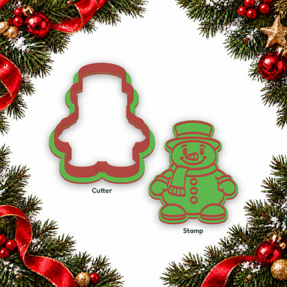 Snowman separate cookie cutter and matching embosser