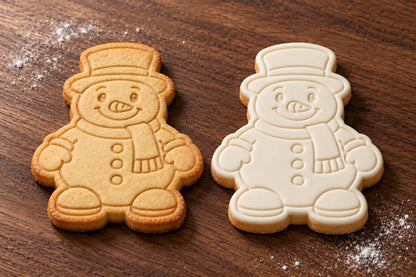 Snowman plain and white fondant cookie examples