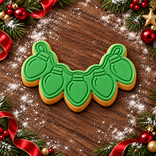 Christmas Lights decorated fondant cookie