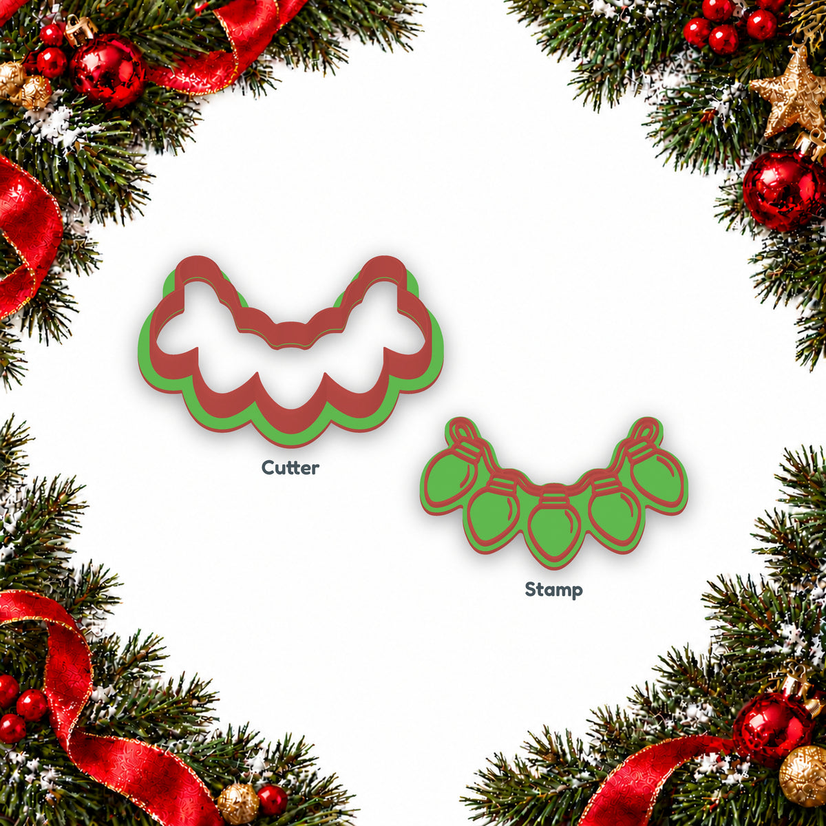 Christmas Lights separate cookie cutter and matching embosser