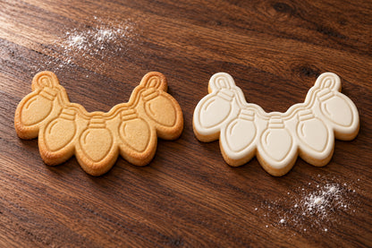 Christmas Lights plain and white fondant cookie examples