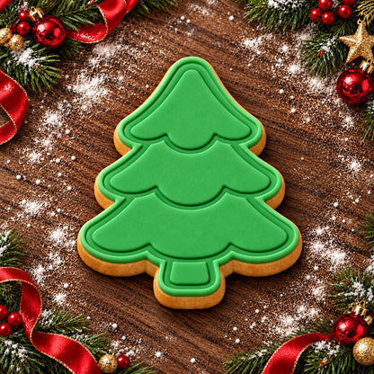 Classic Christmas Tree decorated fondant cookie