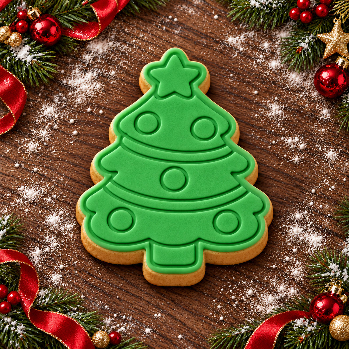 Decorated Christmas Tree decorated fondant cookie