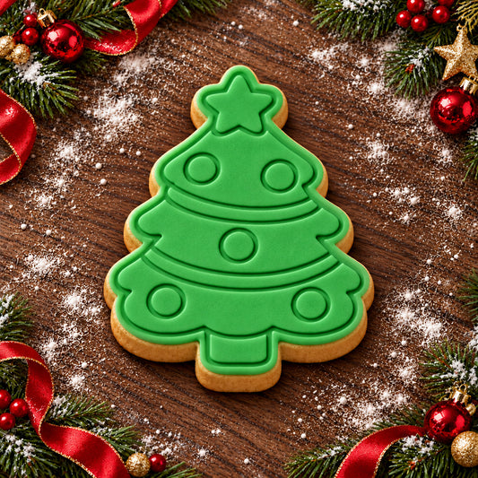 Decorated Christmas Tree decorated fondant cookie