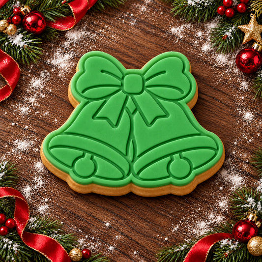 Double Bells decorated fondant cookie