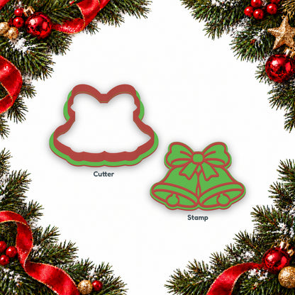 Double Bells separate cookie cutter and matching embosser