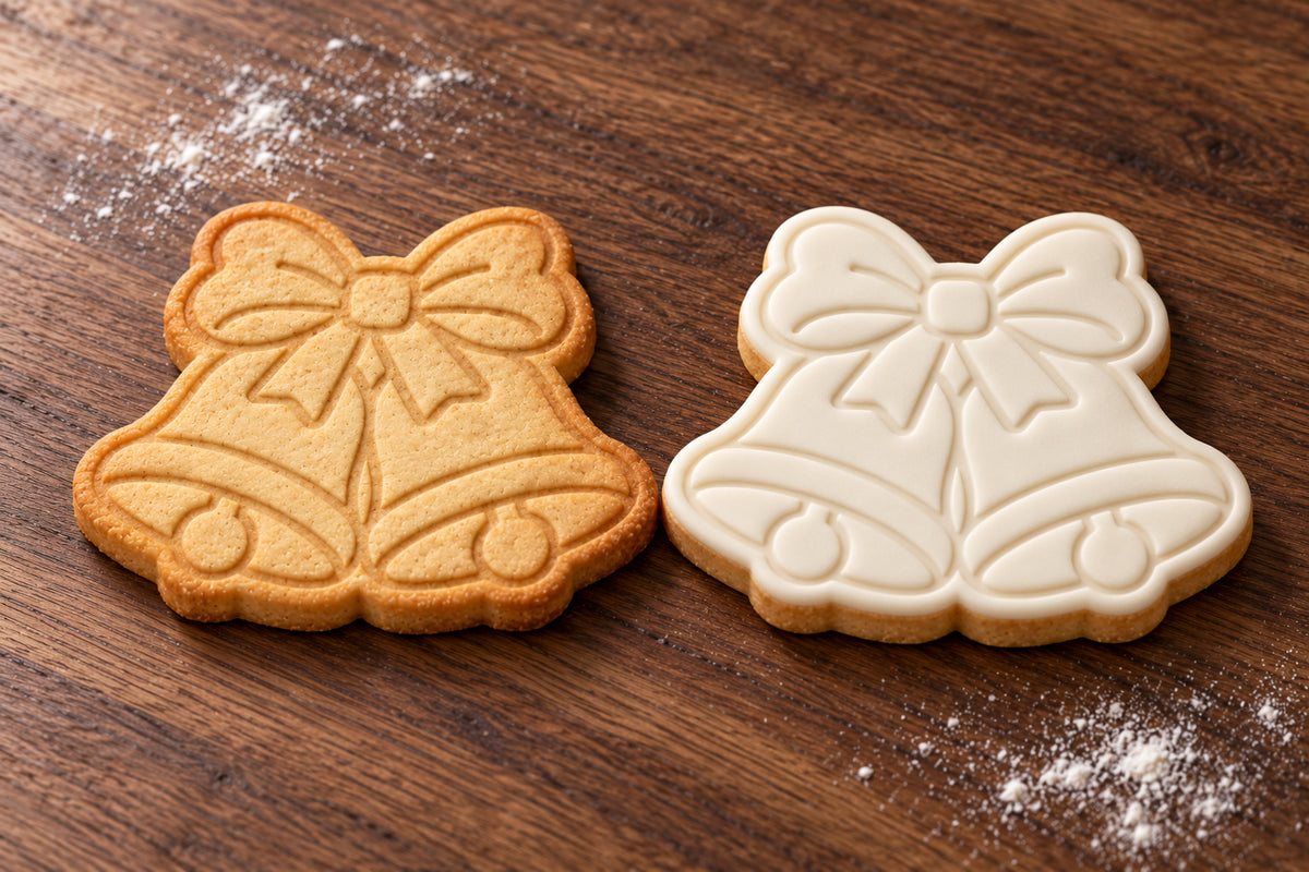 Double Bells plain and white fondant cookie examples