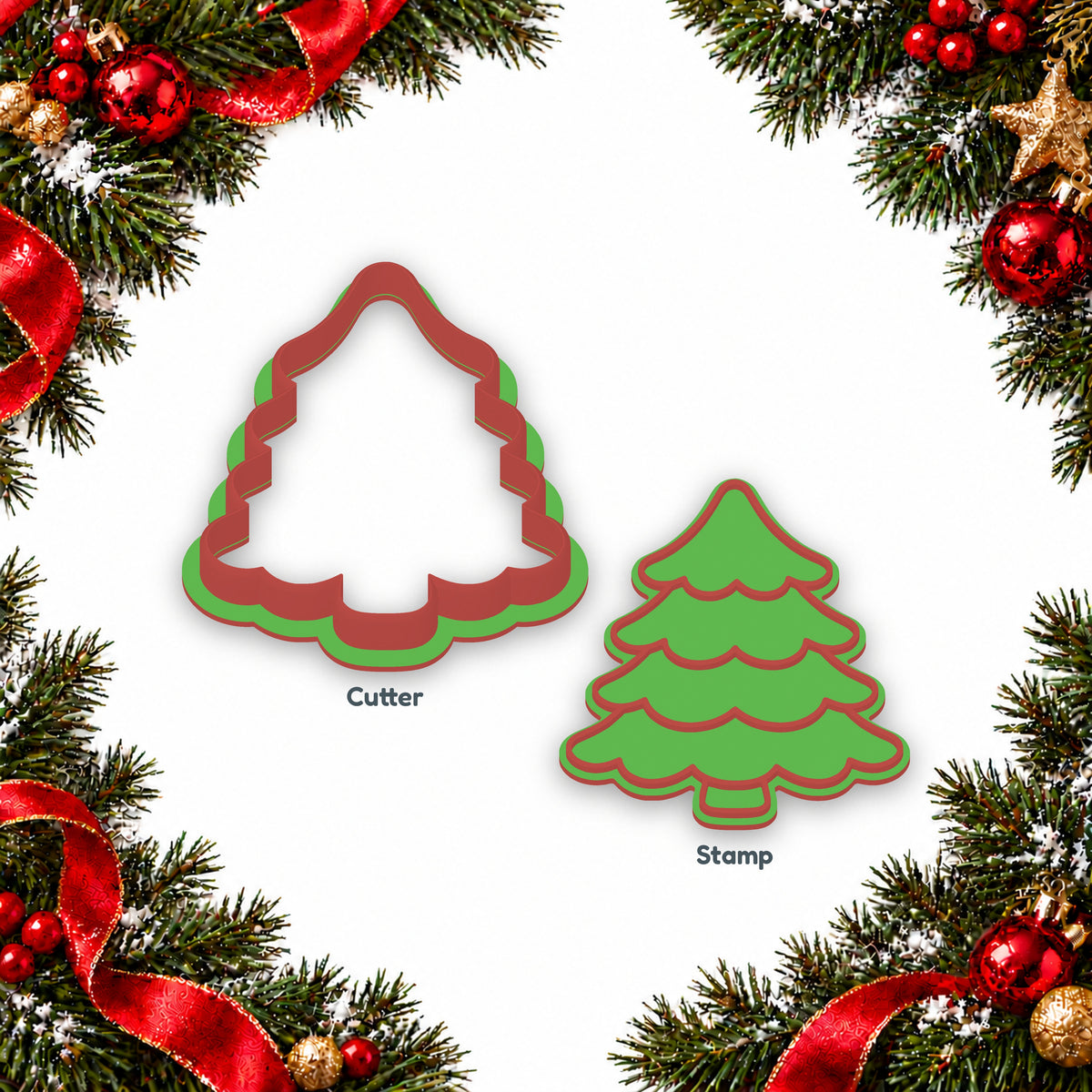 Layered Christmas Tree separate cookie cutter and matching embosser