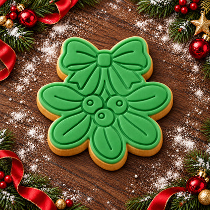 Mistletoe decorated fondant cookie