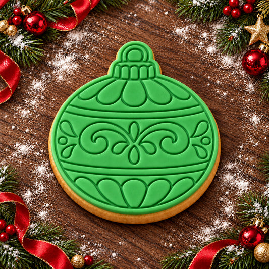 Ornate Bauble decorated fondant cookie