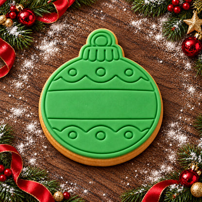 Name Panel Bauble decorated fondant cookie