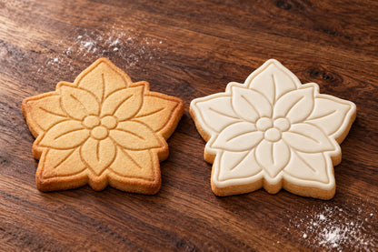 Poinsettia plain and white fondant cookie examples