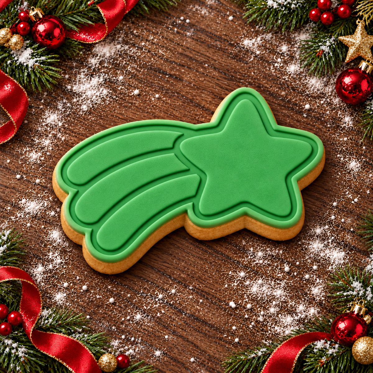 Shooting Star decorated fondant cookie