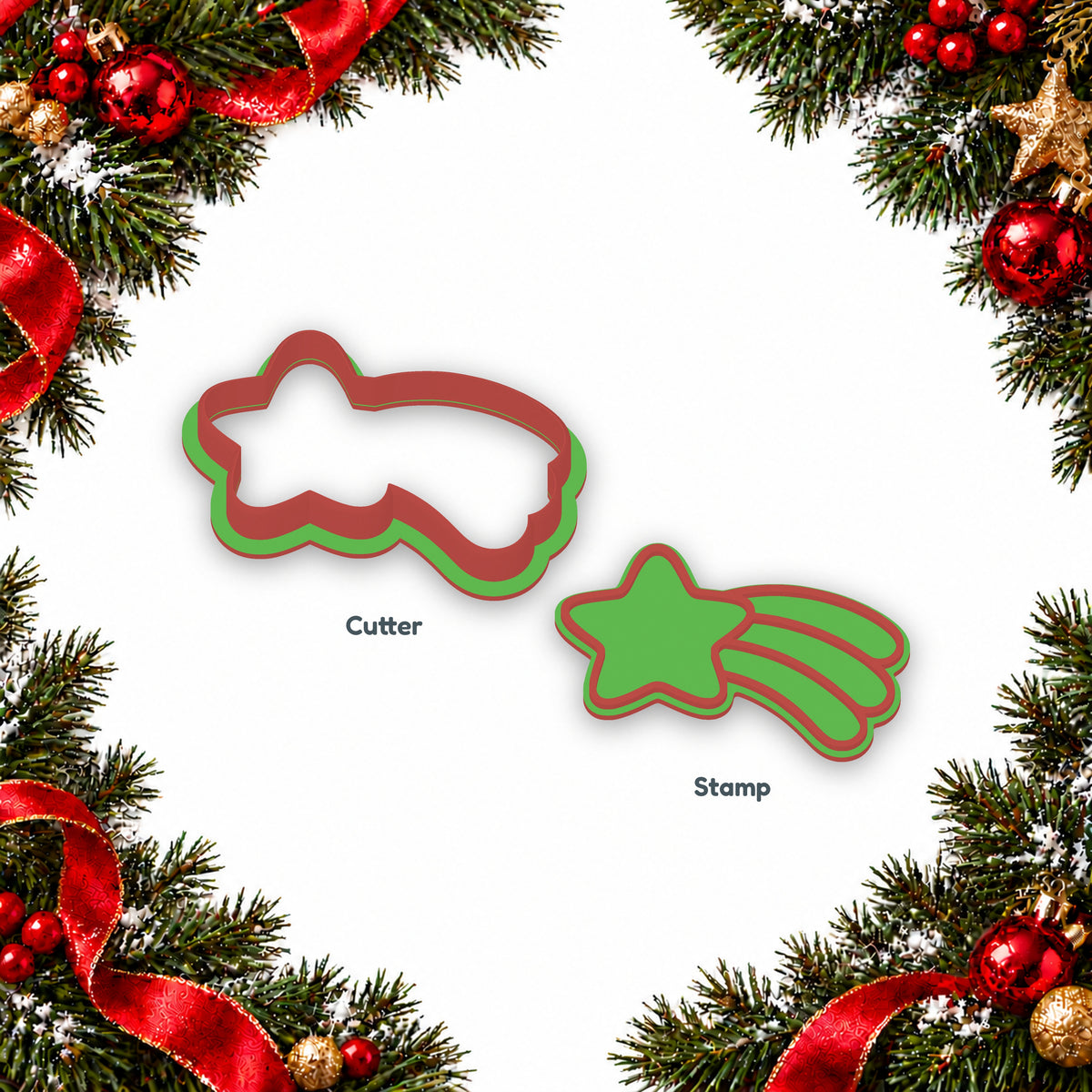Shooting Star separate cookie cutter and matching embosser