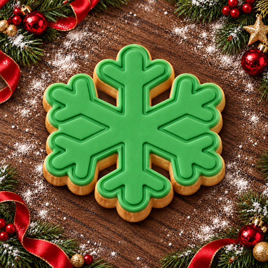 Snowflake decorated fondant cookie
