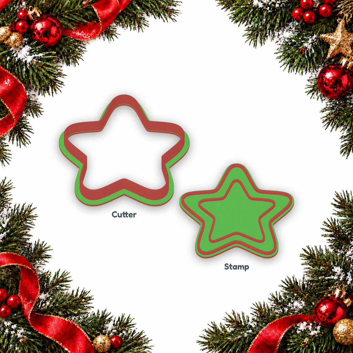 Star separate cookie cutter and matching embosser