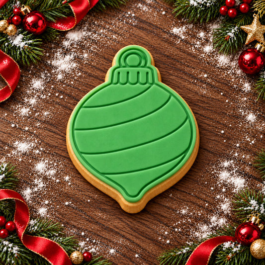 Teardrop Bauble decorated fondant cookie