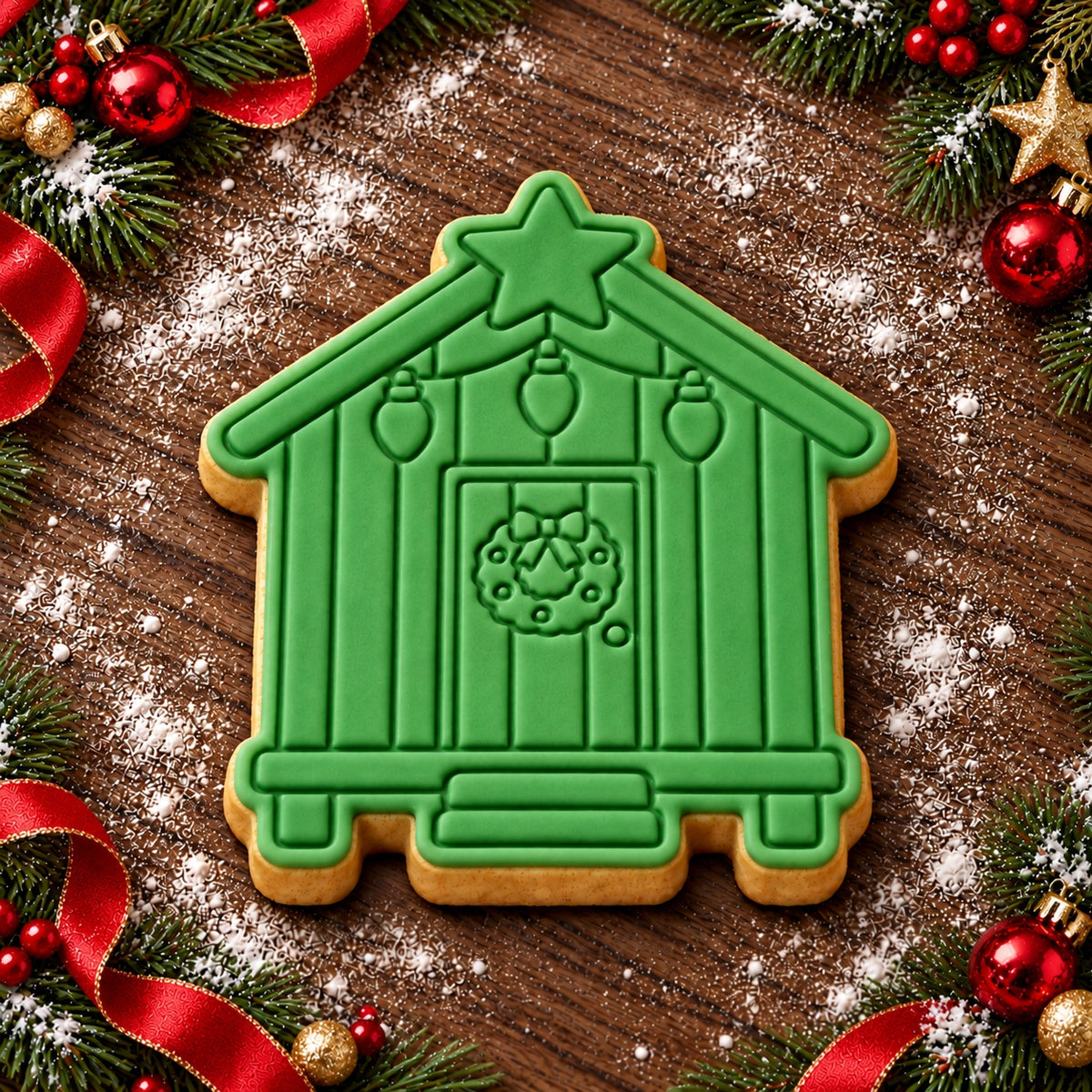 Christmas Beach Hut cookie cutter and embosser set - image 1