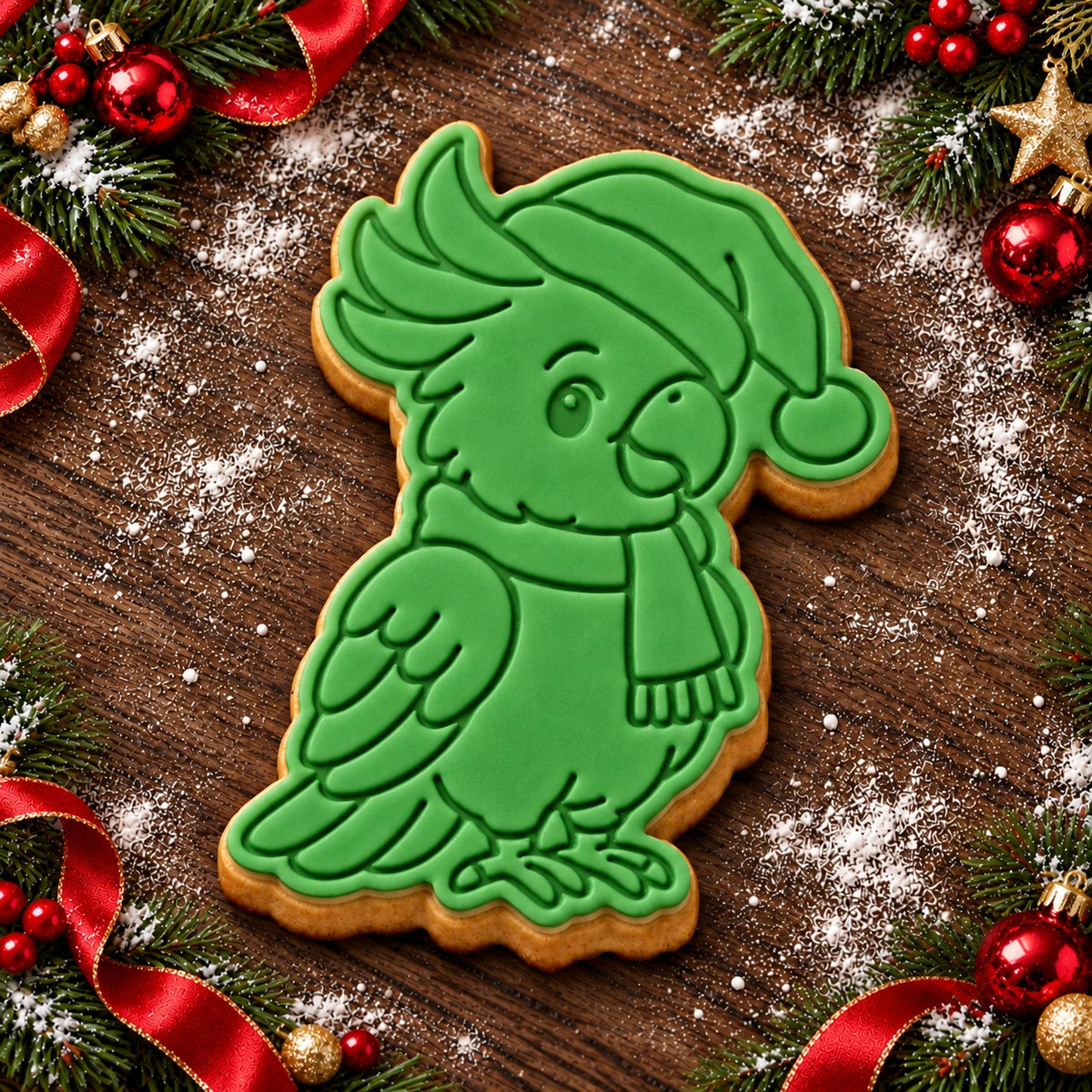 Christmas Cockatoo cookie cutter and embosser set - image 1