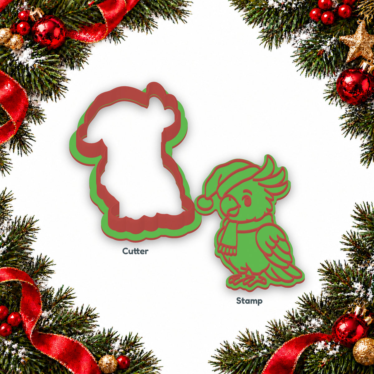 Christmas Cockatoo cookie cutter and embosser set - image 2