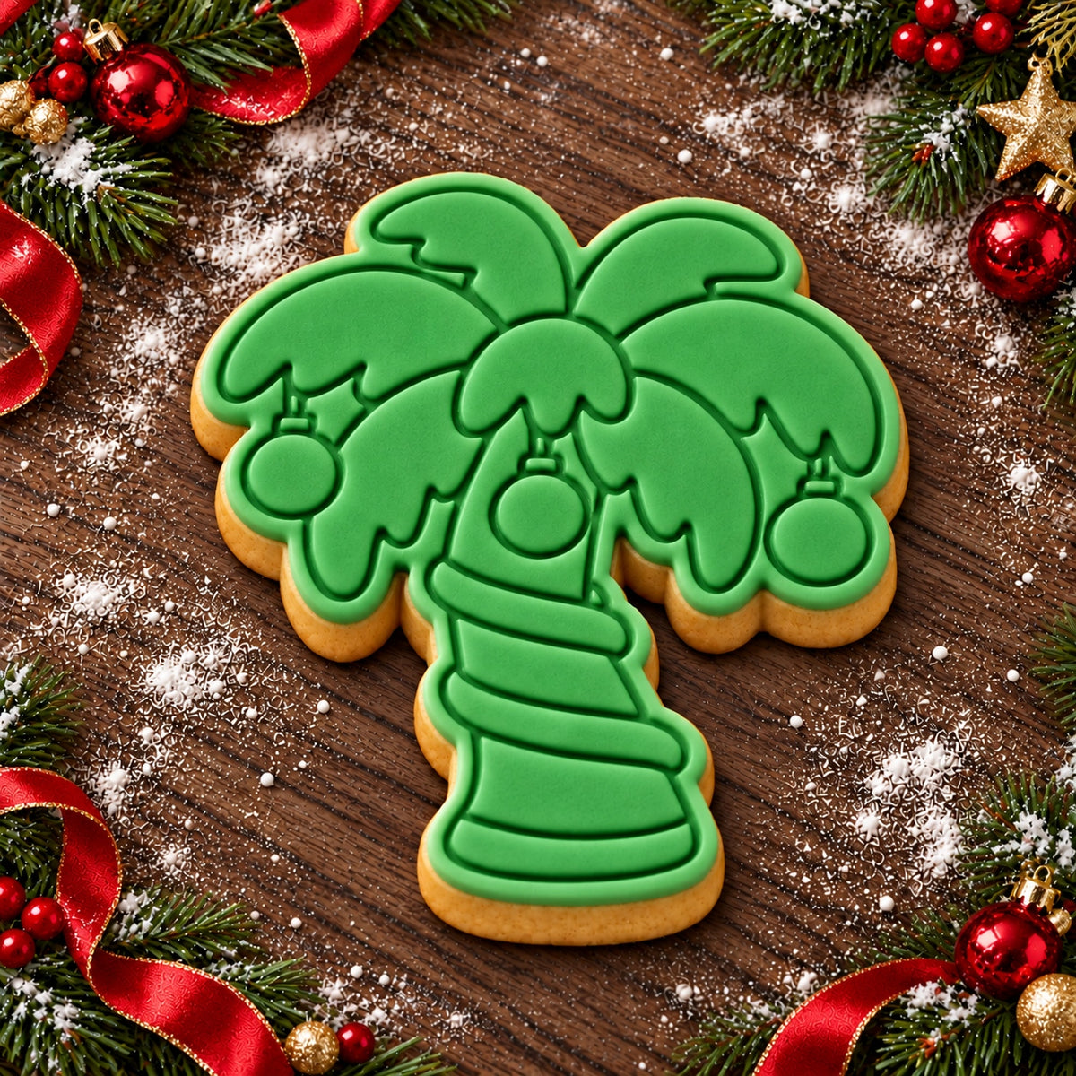 Christmas Palm Tree cookie cutter and embosser set - image 1