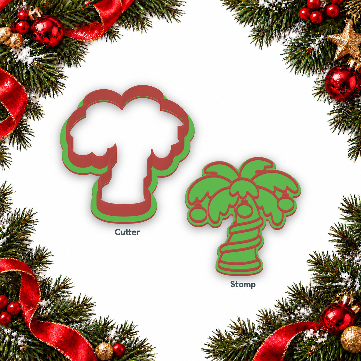 Christmas Palm Tree cookie cutter and embosser set - image 2