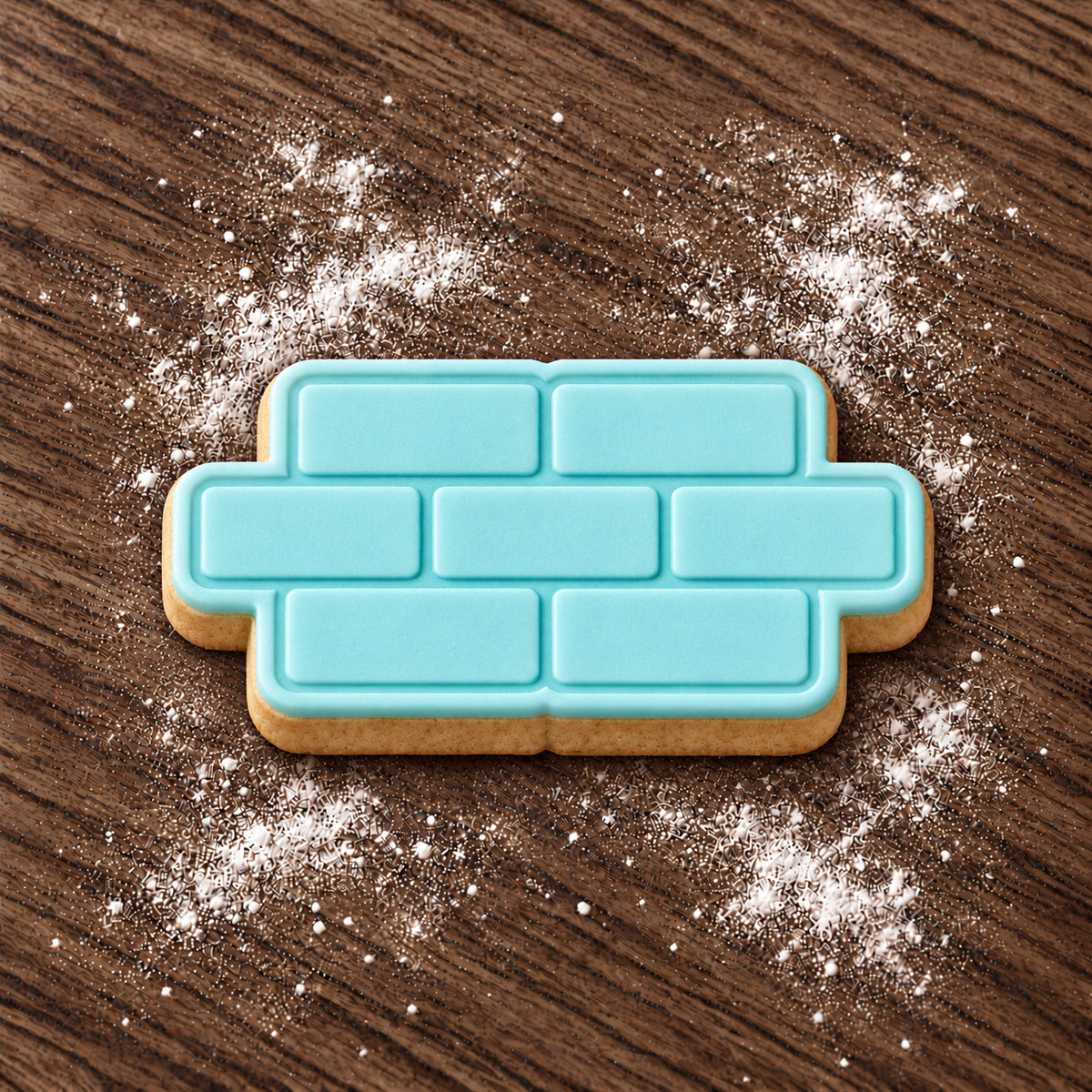 Brick Wall decorated fondant cookie