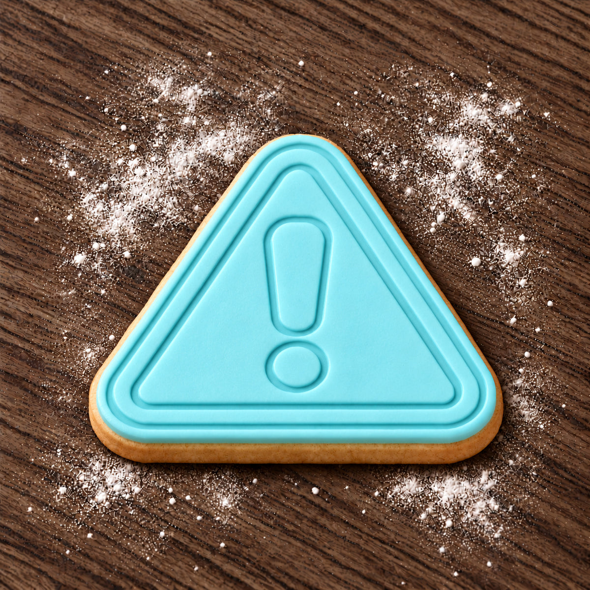 Caution Sign decorated fondant cookie