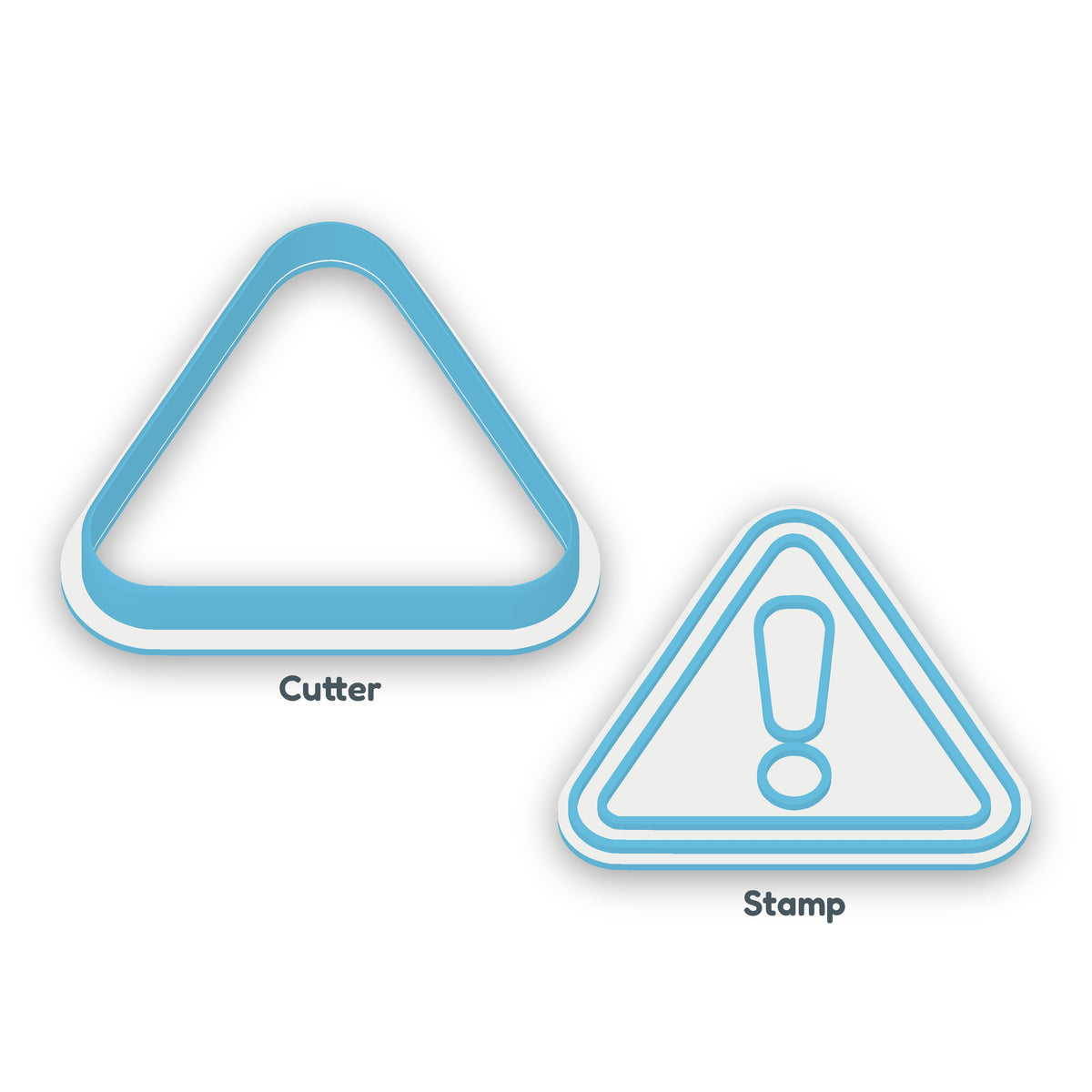 Caution Sign separate cookie cutter and matching embosser