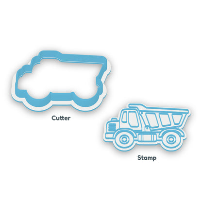 Dump Truck separate cookie cutter and matching embosser
