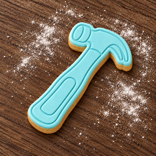 Hammer decorated fondant cookie