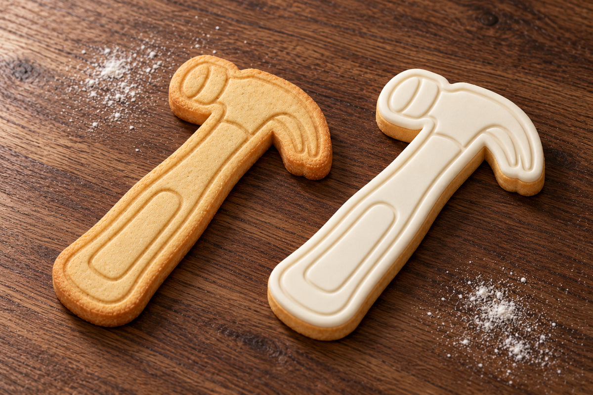 Hammer plain and white fondant cookie examples