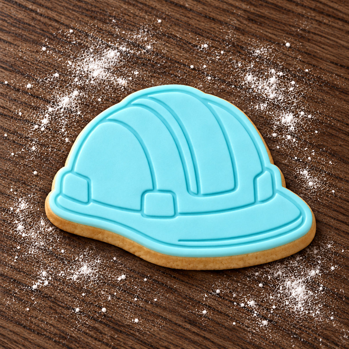 Hard Hat decorated fondant cookie