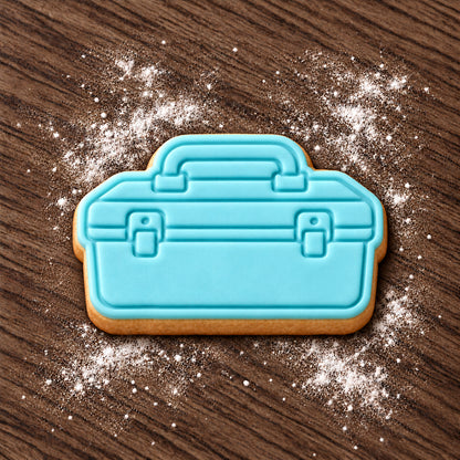 Toolbox decorated fondant cookie