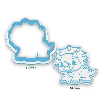 Baby Triceratops separate cookie cutter and matching embosser