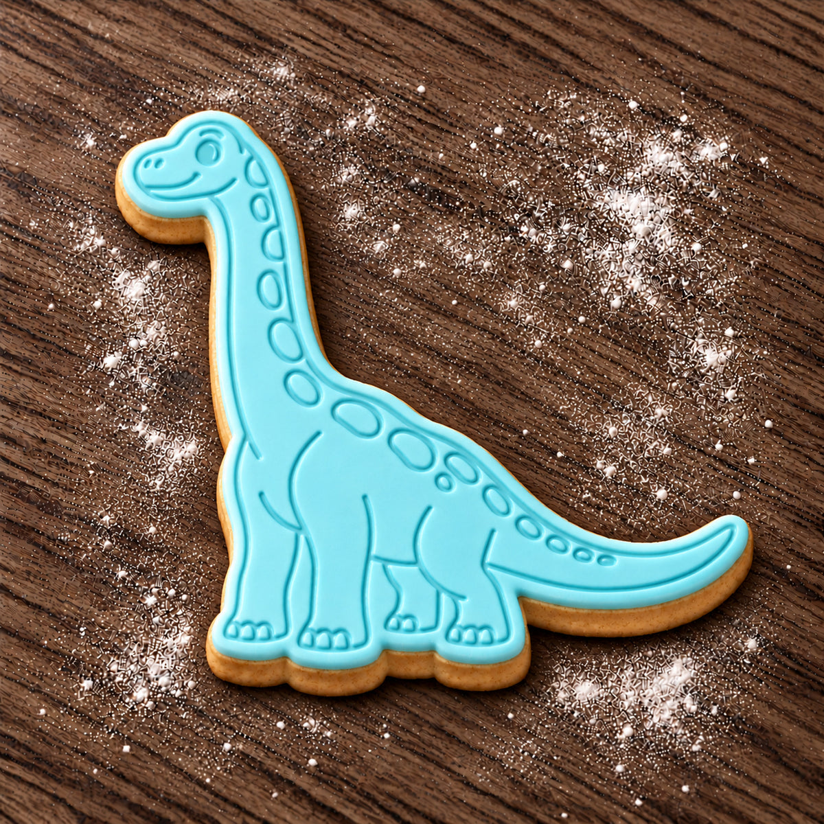 Brachiosaurus decorated fondant cookie