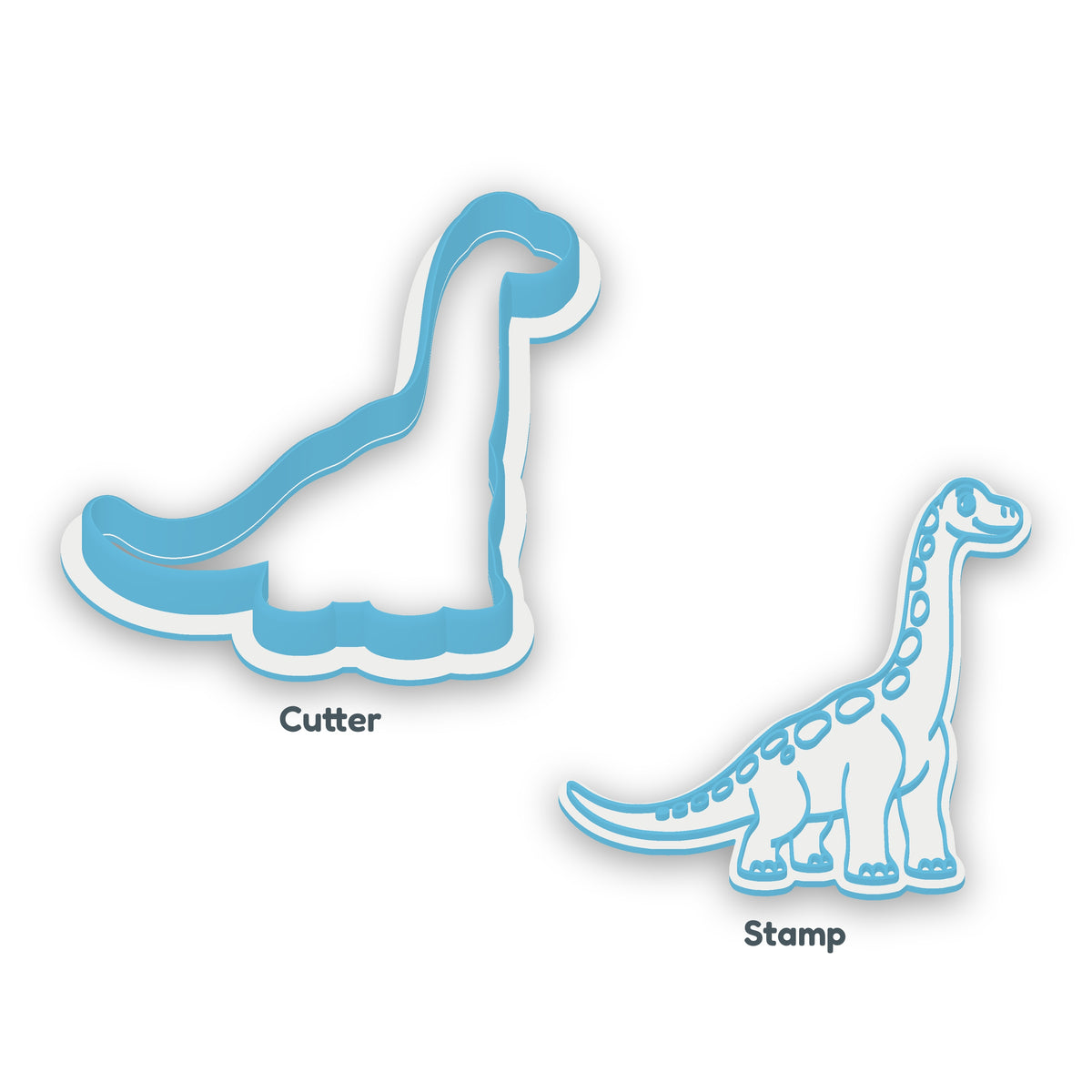 Brachiosaurus separate cookie cutter and matching embosser