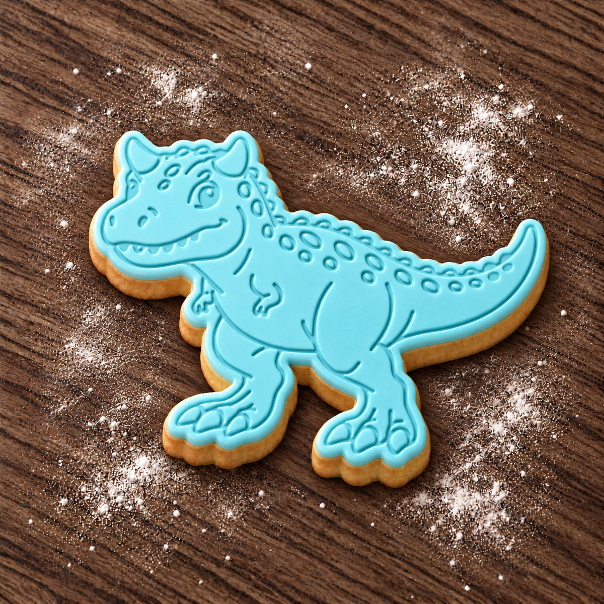 Carnotaurus decorated fondant cookie