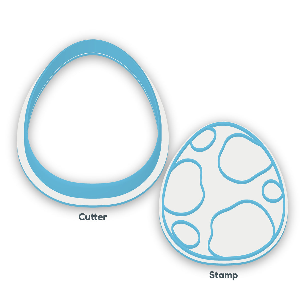 Dinosaur Egg separate cookie cutter and matching embosser