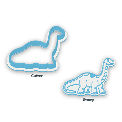 Diplodocus separate cookie cutter and matching embosser