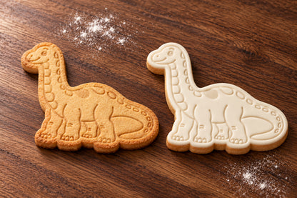 Diplodocus plain and white fondant cookie examples