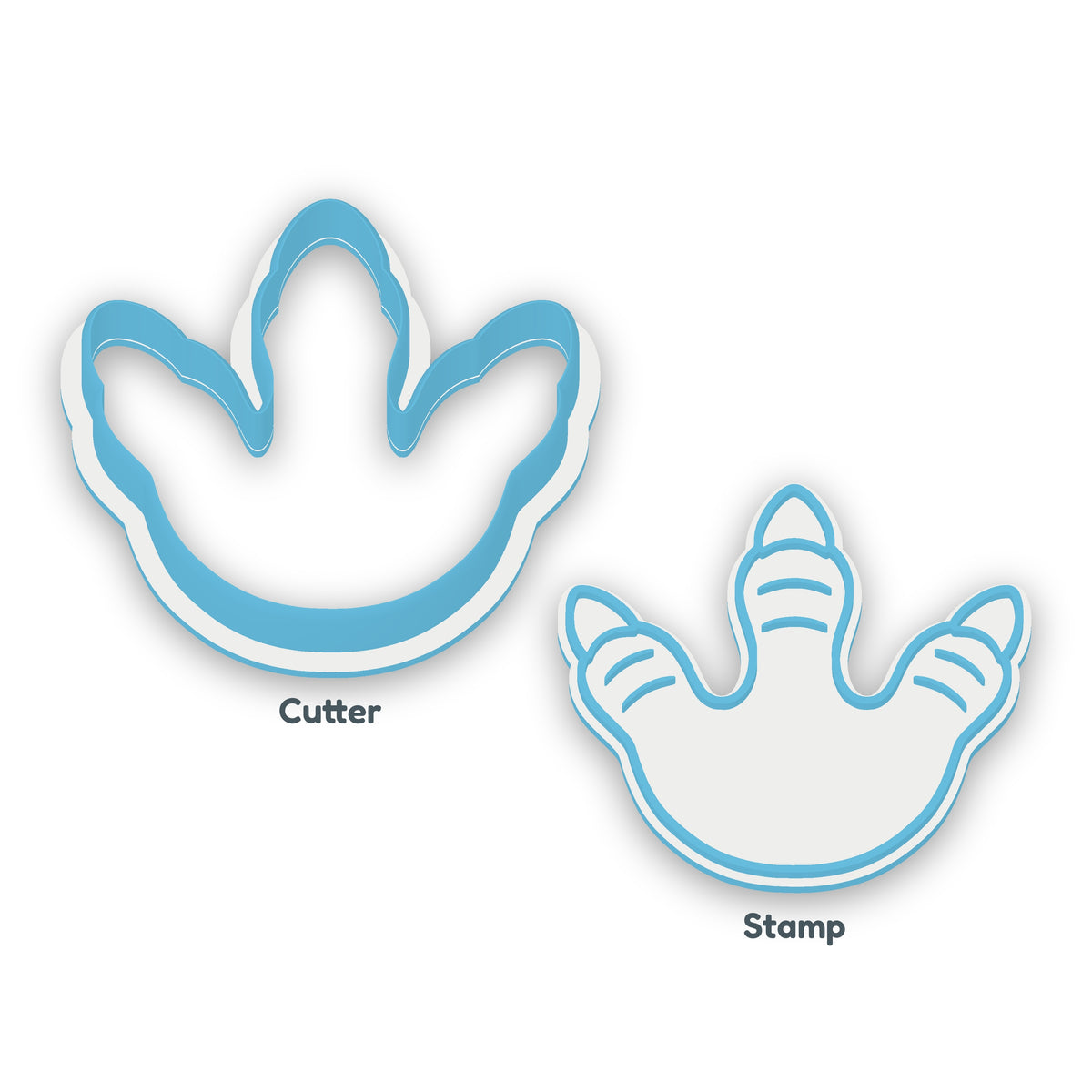 Footprint separate cookie cutter and matching embosser