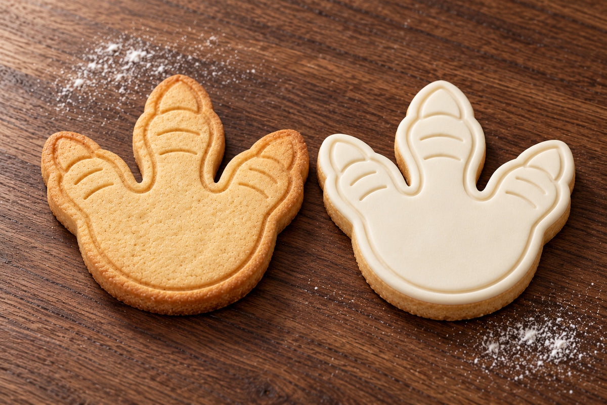 Footprint plain and white fondant cookie examples
