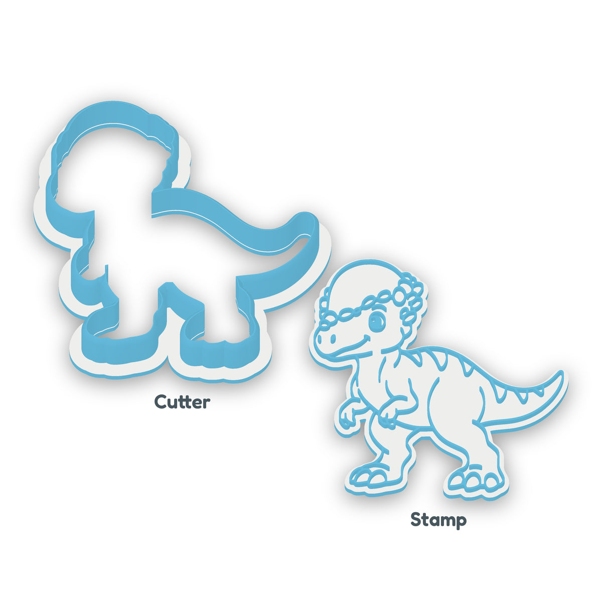Pachycephalosaurus separate cookie cutter and matching embosser