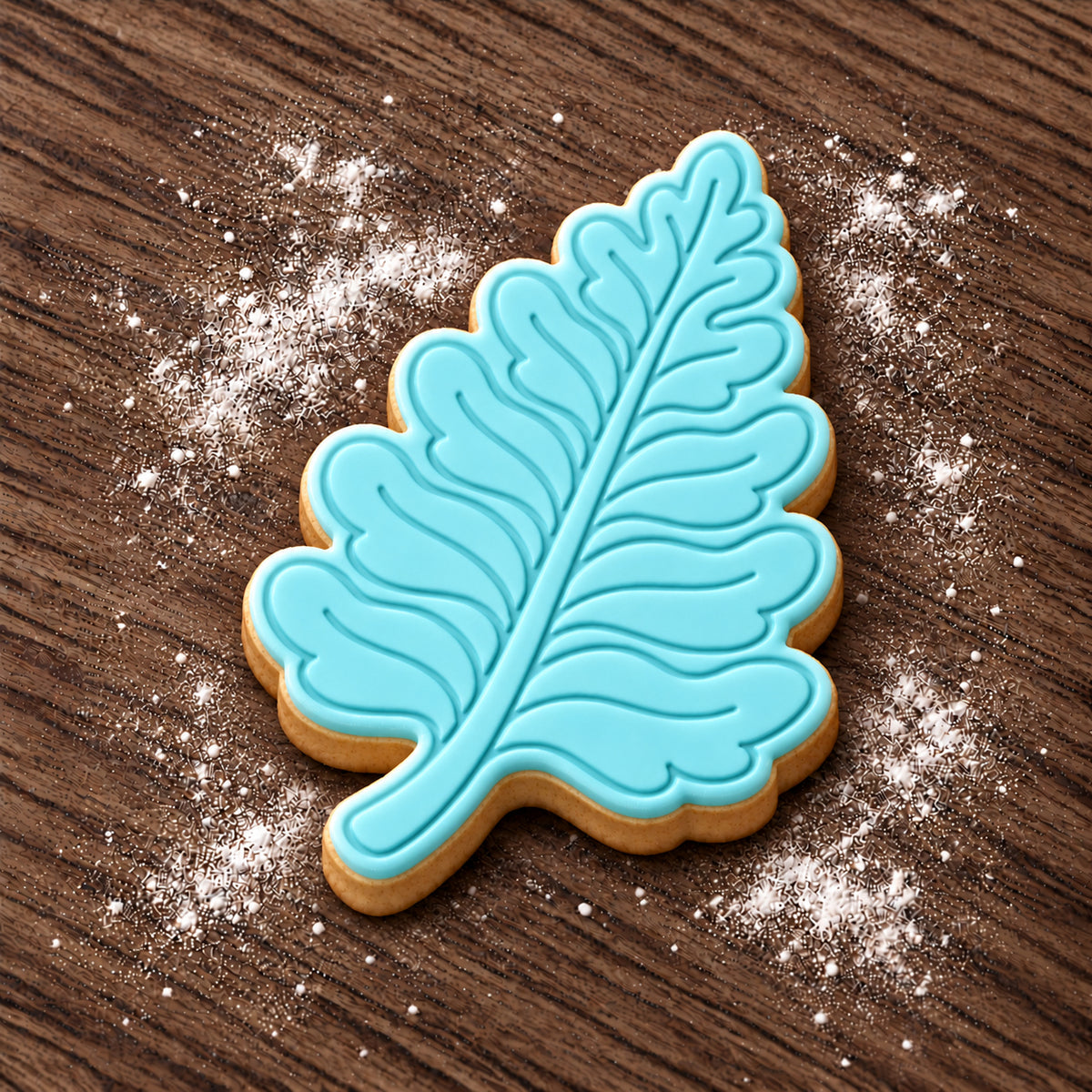 Prehistoric Fern decorated fondant cookie