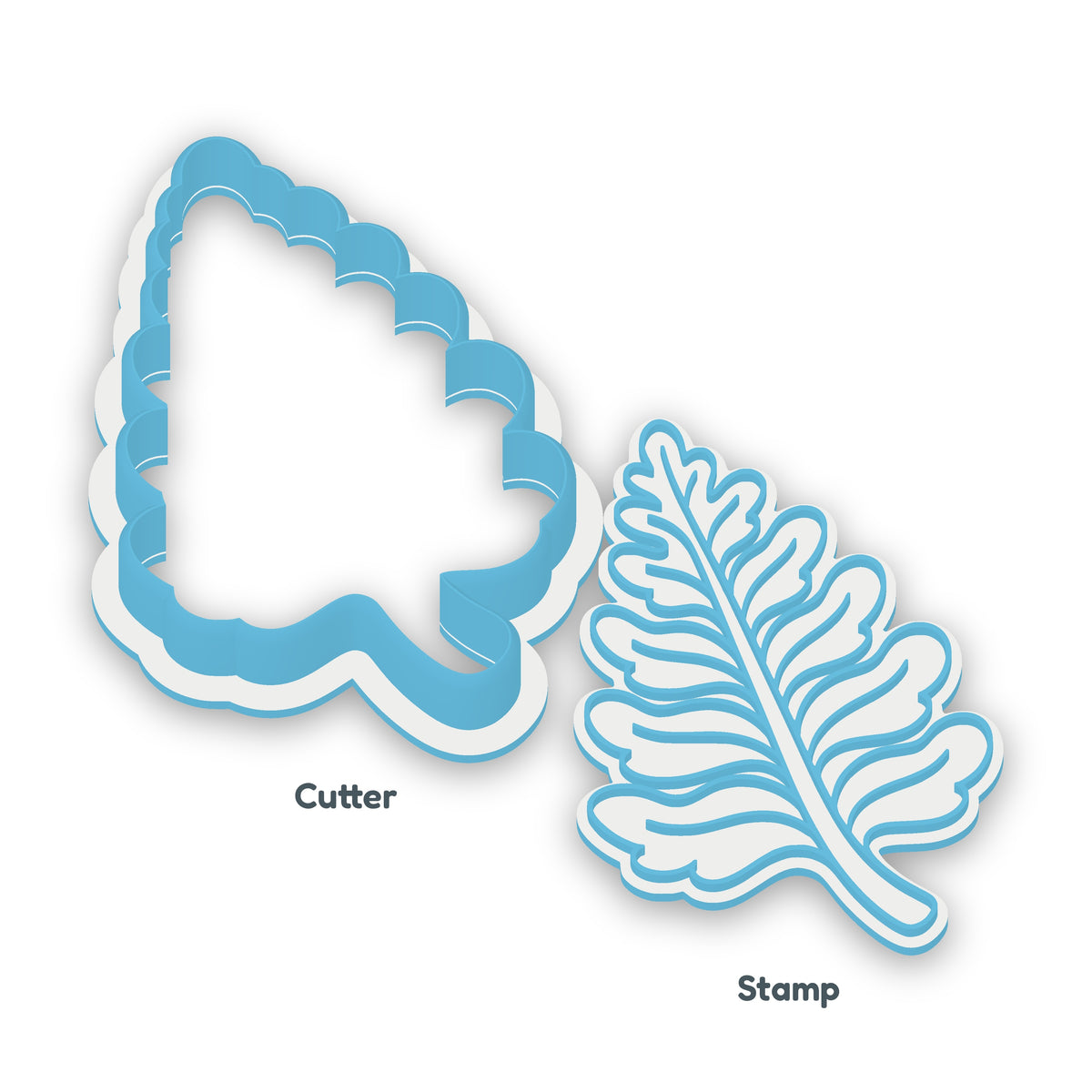 Prehistoric Fern separate cookie cutter and matching embosser