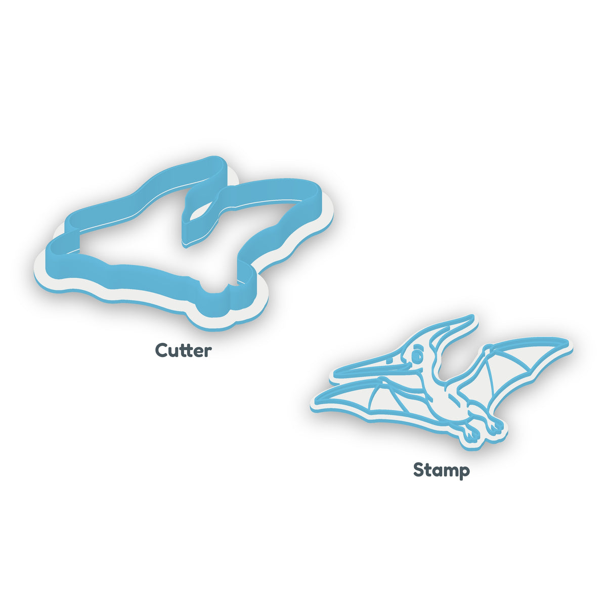 Pteranodon separate cookie cutter and matching embosser