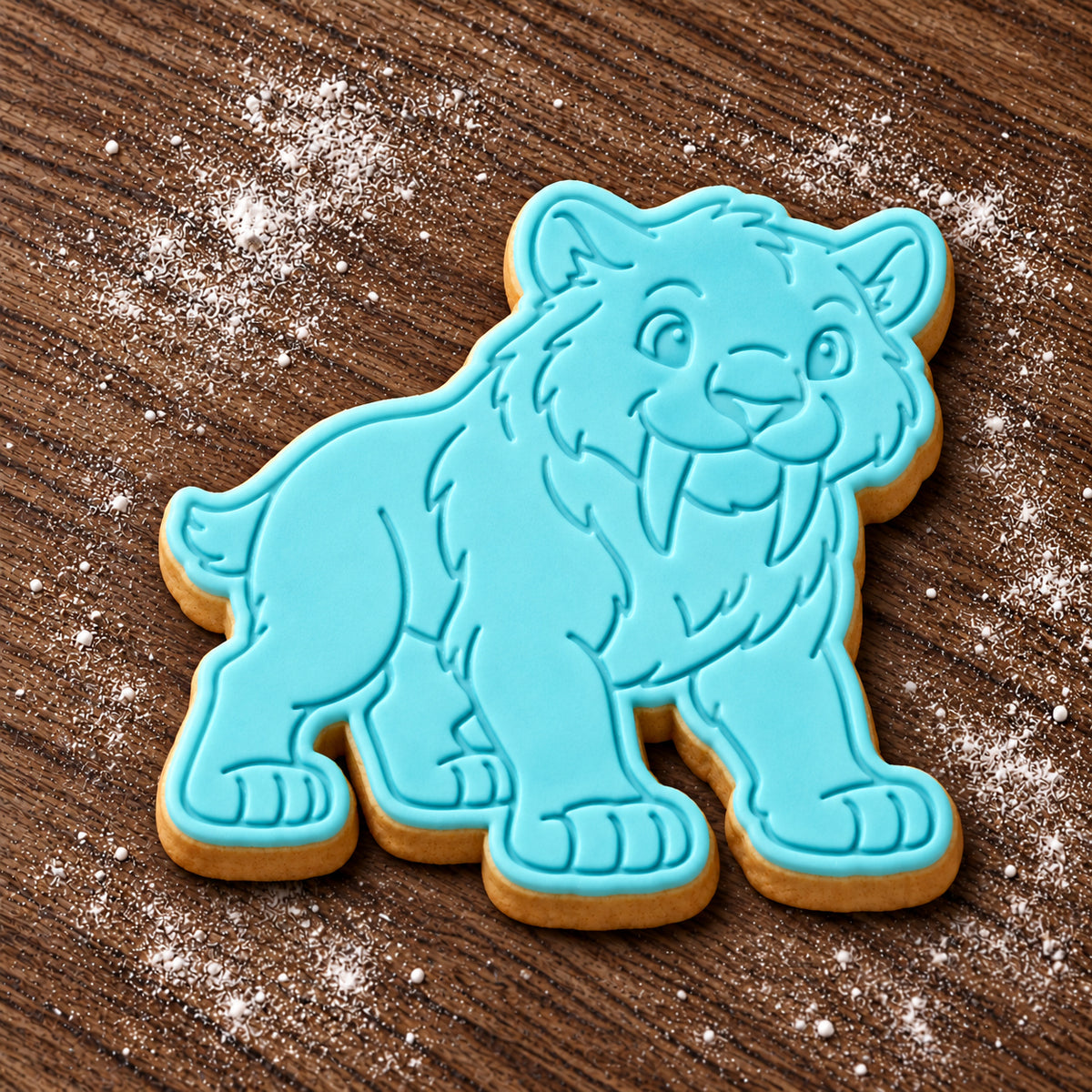 Sabre Toothed Cat decorated fondant cookie