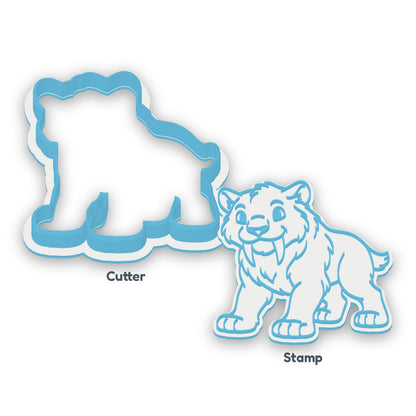 Sabre Toothed Cat separate cookie cutter and matching embosser